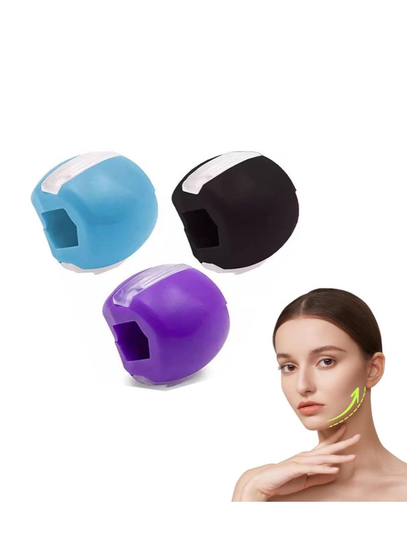 Generic 3 Pieces Of Food Grade Silicone Jaw Chewing Training, Suitable For Both Men And Women, Jaw Chewing Sports Ball, Black, Purple, Blue  - Image 1
