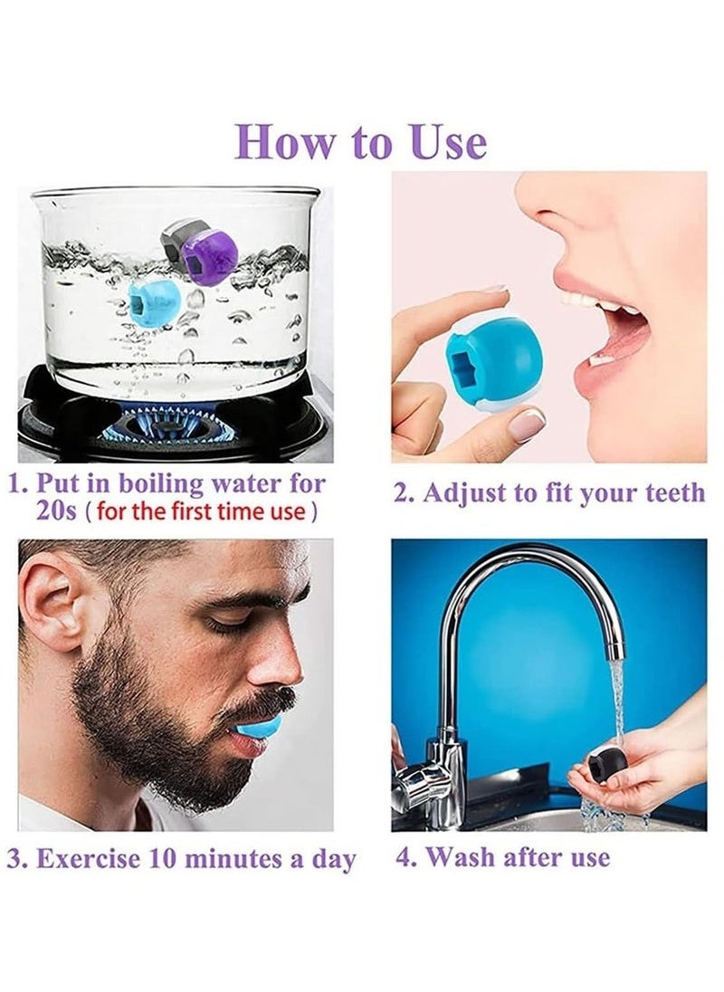 Generic 3 Pieces Of Food Grade Silicone Jaw Chewing Training, Suitable For Both Men And Women, Jaw Chewing Sports Ball, Black, Purple, Blue  - Image 4