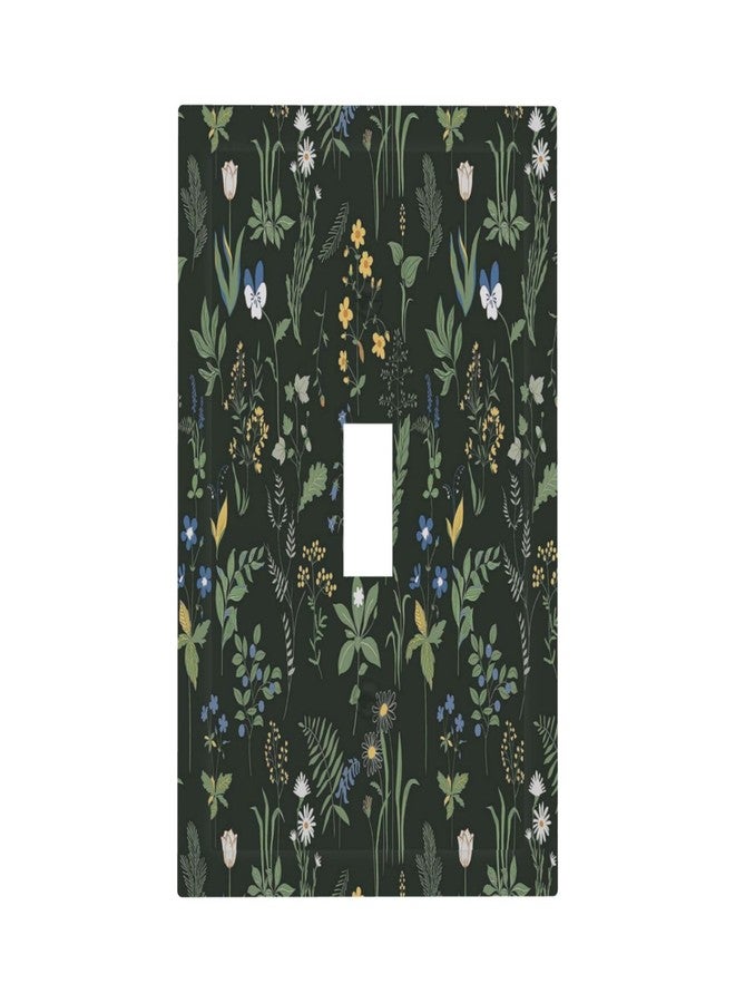 Yamxbfa Boho Floral Vintage Dark Green Background 1 Gang Light Switch Cover Decorative Single Toggle Wall Plate Electrical Switchplate Home Decor for Living Room Bedroom Decorate - Image 2