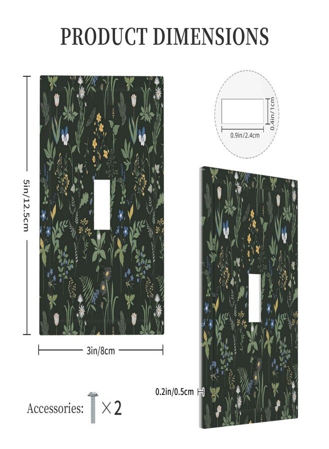 Yamxbfa Boho Floral Vintage Dark Green Background 1 Gang Light Switch Cover Decorative Single Toggle Wall Plate Electrical Switchplate Home Decor for Living Room Bedroom Decorate - Image 5