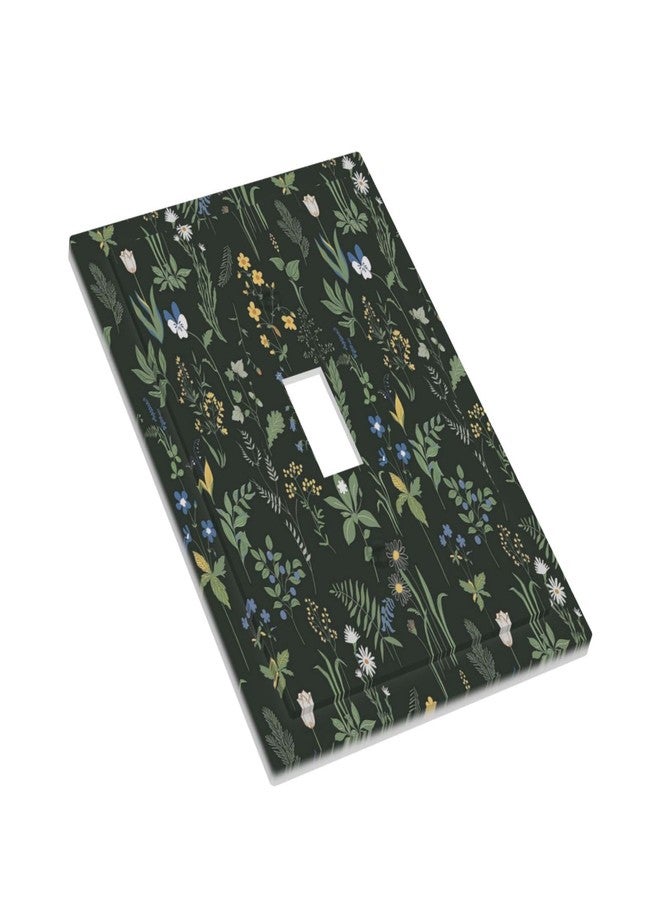 Yamxbfa Boho Floral Vintage Dark Green Background 1 Gang Light Switch Cover Decorative Single Toggle Wall Plate Electrical Switchplate Home Decor for Living Room Bedroom Decorate - Image 3
