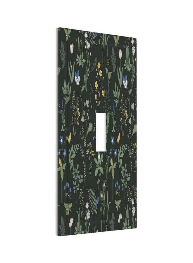 Yamxbfa Boho Floral Vintage Dark Green Background 1 Gang Light Switch Cover Decorative Single Toggle Wall Plate Electrical Switchplate Home Decor for Living Room Bedroom Decorate - Image 1