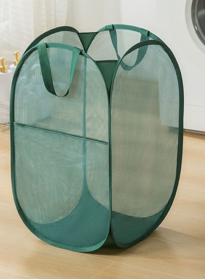Foldable Pop Up Net Laundry Basket - Storage Solution - Compact Bin - Mesh Collapsible Bag  Home Toy Organizer  - Image 1
