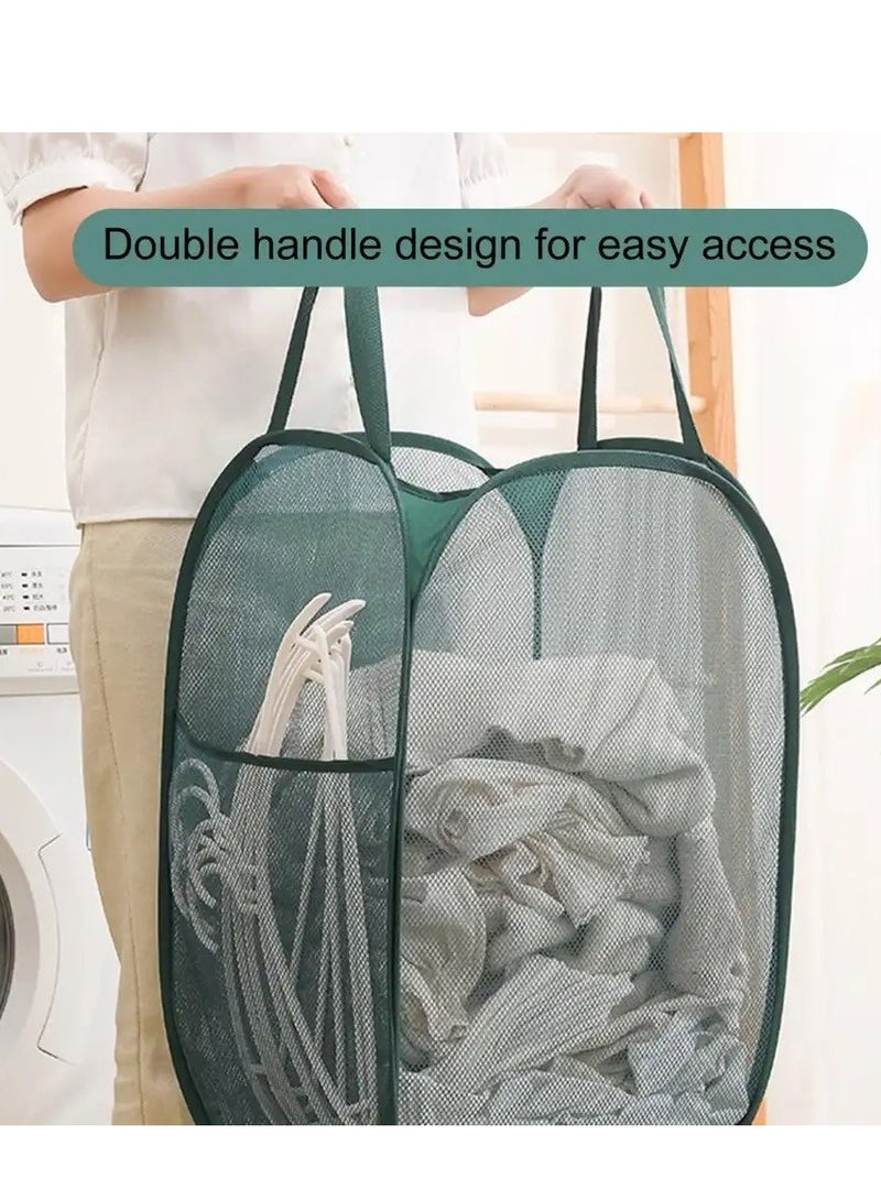 Foldable Pop Up Net Laundry Basket - Storage Solution - Compact Bin - Mesh Collapsible Bag  Home Toy Organizer  - Image 2