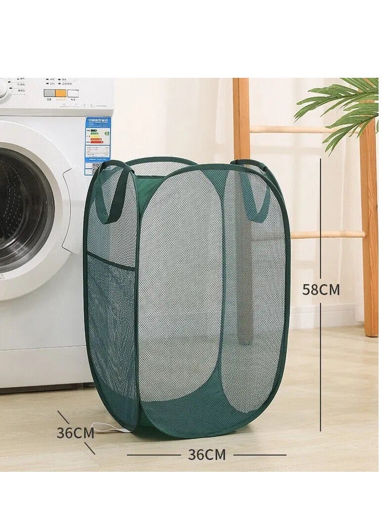Foldable Pop Up Net Laundry Basket - Storage Solution - Compact Bin - Mesh Collapsible Bag  Home Toy Organizer  - Image 3