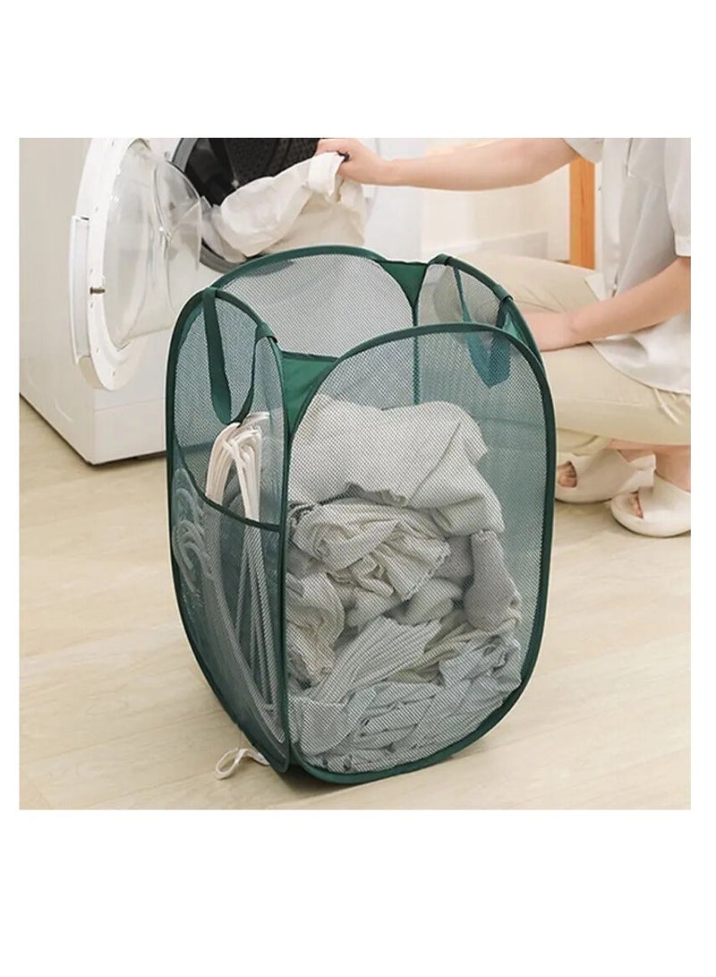 Foldable Pop Up Net Laundry Basket - Storage Solution - Compact Bin - Mesh Collapsible Bag  Home Toy Organizer  - Image 4