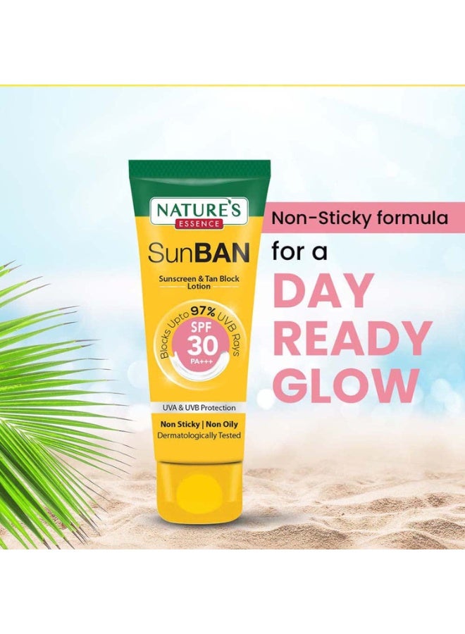 Nature's Essence Sunban Suncreen SPF 30 PA+++ | No White Cast and Broad Spectrum Sun screen | For All Skin Types | Non Greasy | Lightweight | For Men & Women | 30ml - Image 5