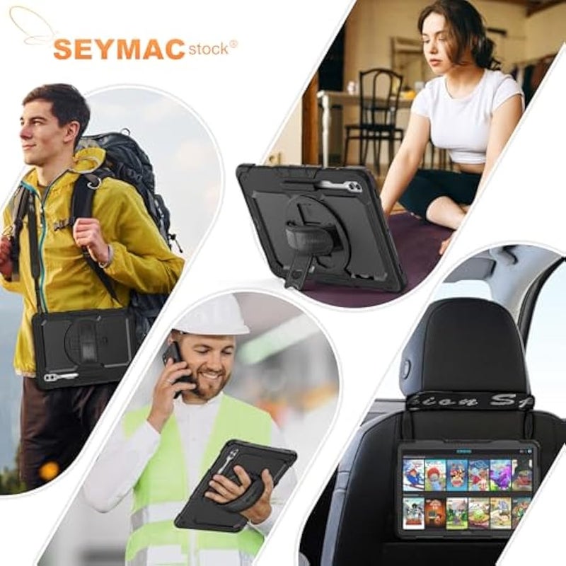 Case for Samsung Galaxy Tab S10 Ultra / S9 Ultra 14.6'' with Screen Protector 【360 Rotating Stand】 Hand Shoulder Strap Protective Case for Galaxy Tab 14.6'', Black - Image 5