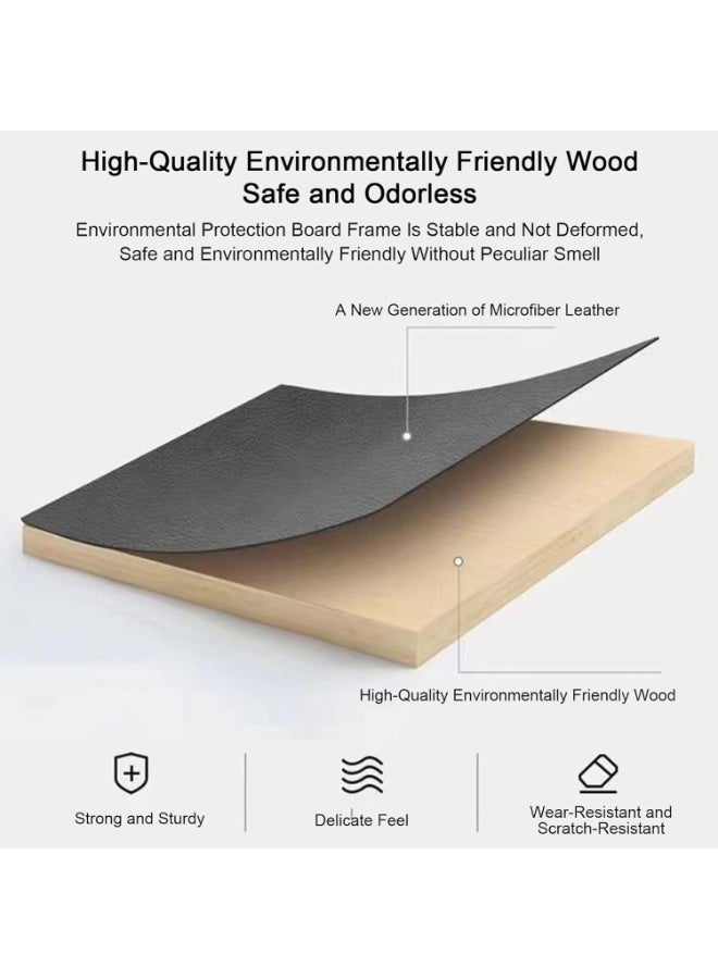 شو وو طاولة سرير جانبية حديثة من طبقتين، طاولة جانبية بدون تركيب، طاولة جانبية، طاولة جانبية نهائية، خزانة تخزين بجانب السرير، خزانة تخزين منزلية مجمعة بالكامل مع لمسة نهائية من الجلد، درجان خشبيان - Image 2