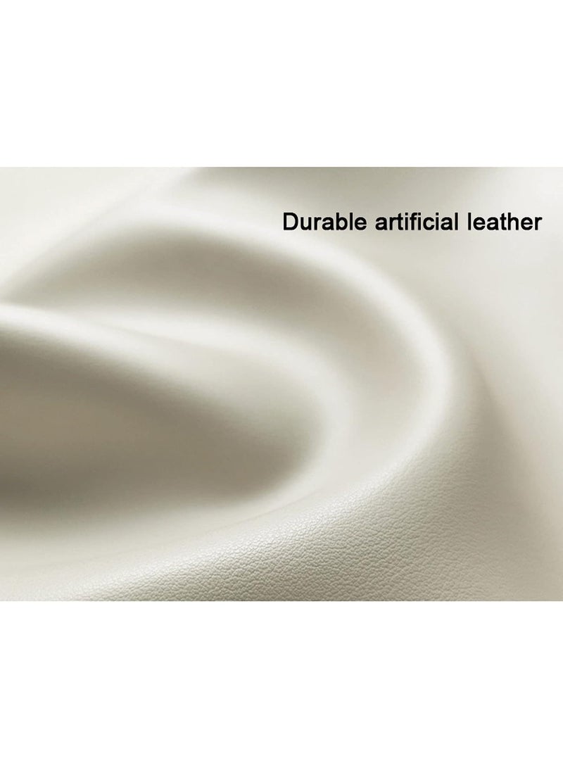 شو وو طاولة سرير جانبية حديثة من طبقتين، طاولة جانبية بدون تركيب، طاولة جانبية، طاولة جانبية نهائية، خزانة تخزين بجانب السرير، خزانة تخزين منزلية مجمعة بالكامل مع لمسة نهائية من الجلد، درجان خشبيان - Image 4