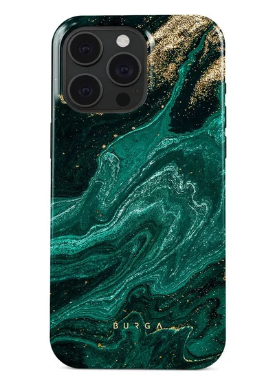 BURGA Luxury Gold Glitter Marble Phone Case Compatible with iPhone 14 Pro MAX  Double Layer Silicone Protective Case Emerald Pool
