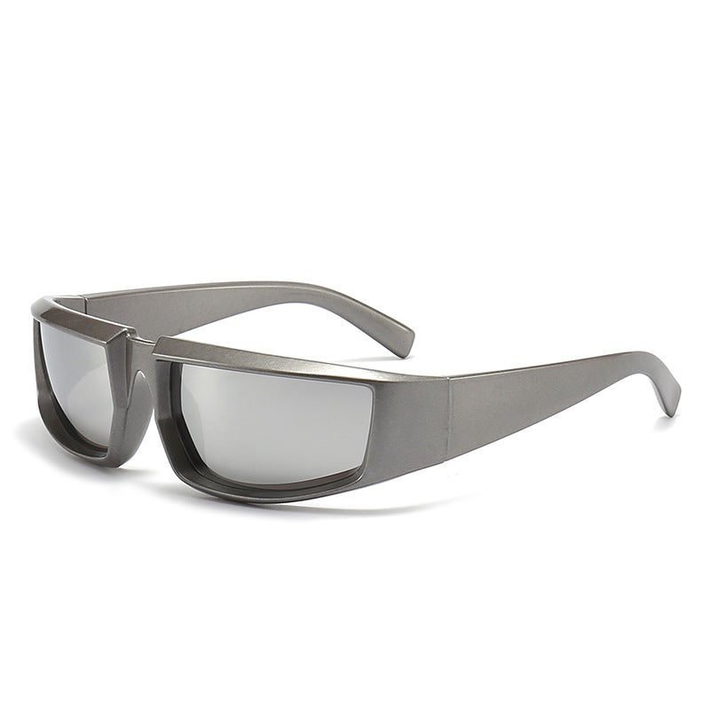 YUANYE Y2K Futuristic Sunglasses for Men and Women - Silver Frame, UV400 Protection - Image 1