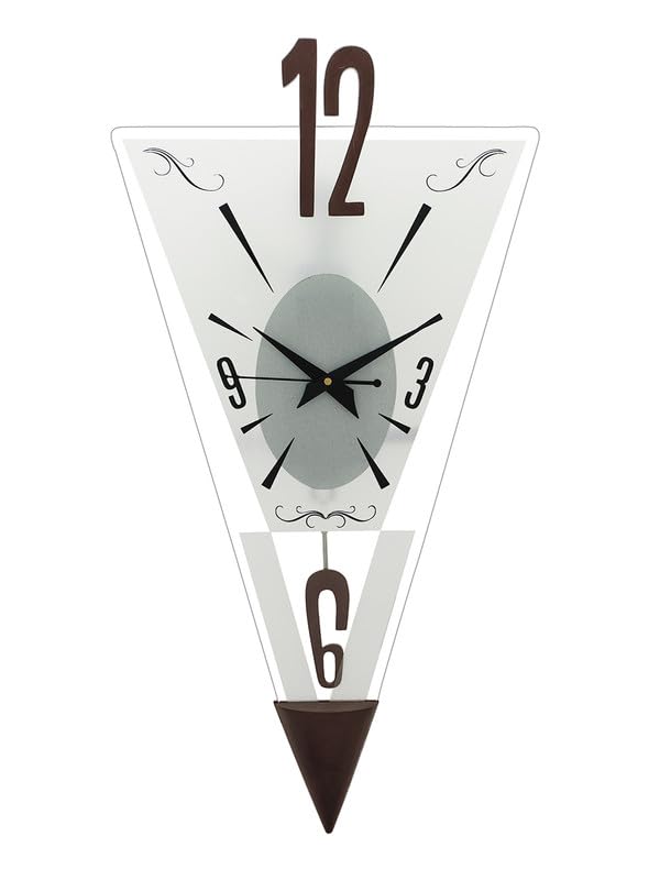 CRAFT SMITH Elegant Triangle Wooden Cola Colour Analog Home/Office Decor Pendulum Wall Clock with Sweep Movement (Size: 29 x 5.5 x 55 CM | Weight: 850 grm | Colour: Cola) - Image 1