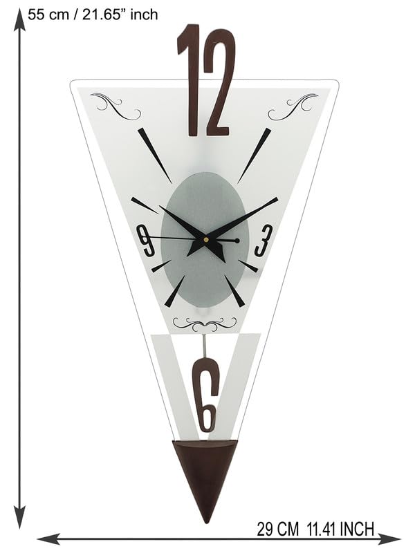 CRAFT SMITH Elegant Triangle Wooden Cola Colour Analog Home/Office Decor Pendulum Wall Clock with Sweep Movement (Size: 29 x 5.5 x 55 CM | Weight: 850 grm | Colour: Cola) - Image 3