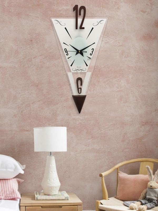 CRAFT SMITH Elegant Triangle Wooden Cola Colour Analog Home/Office Decor Pendulum Wall Clock with Sweep Movement (Size: 29 x 5.5 x 55 CM | Weight: 850 grm | Colour: Cola) - Image 4
