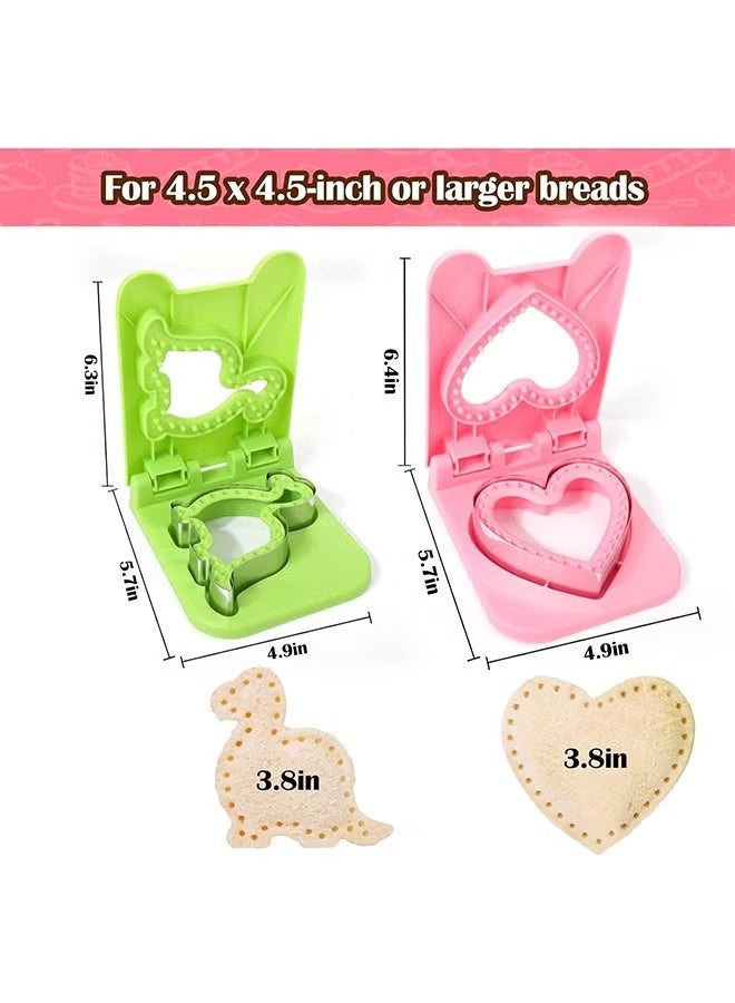 واي جيه صانعة شطائر 2 قطعة، قواطع شطائر لغداء الأطفال، مجموعة قاطع ومغطس شطائر بدون قشرة مثالية للأطفال، الأولاد والفتيات، لصندوق الغداء وصندوق بنتو - Image 3