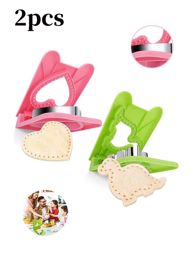 واي جيه صانعة شطائر 2 قطعة، قواطع شطائر لغداء الأطفال، مجموعة قاطع ومغطس شطائر بدون قشرة مثالية للأطفال، الأولاد والفتيات، لصندوق الغداء وصندوق بنتو - Image 1