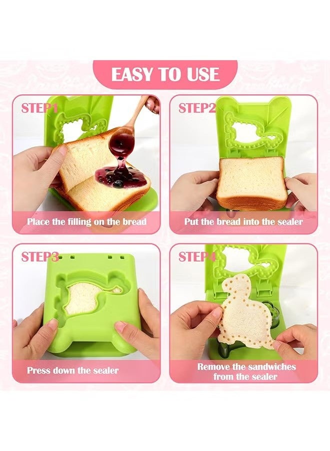واي جيه صانعة شطائر 2 قطعة، قواطع شطائر لغداء الأطفال، مجموعة قاطع ومغطس شطائر بدون قشرة مثالية للأطفال، الأولاد والفتيات، لصندوق الغداء وصندوق بنتو - Image 4