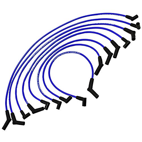 A-Team Performance - Silicone Spark Plug Wires Set - Compatible with SBF Small Block Ford Valve Cover Wires 221 255 260 289 302 351W BOSS 302 Fits HEI Distributor Caps Blue 8.0mm - Image 3