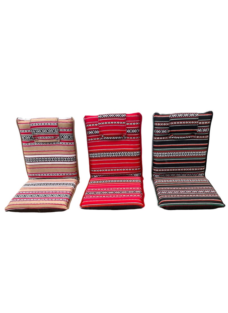 Arabic Majlis Camping Chair with Floor Adjustable Angles Padded | Lazy Chair | Foldable Sand sitting Chair Meditation,Reading ,TV Watching,Gaming  -Multicolour