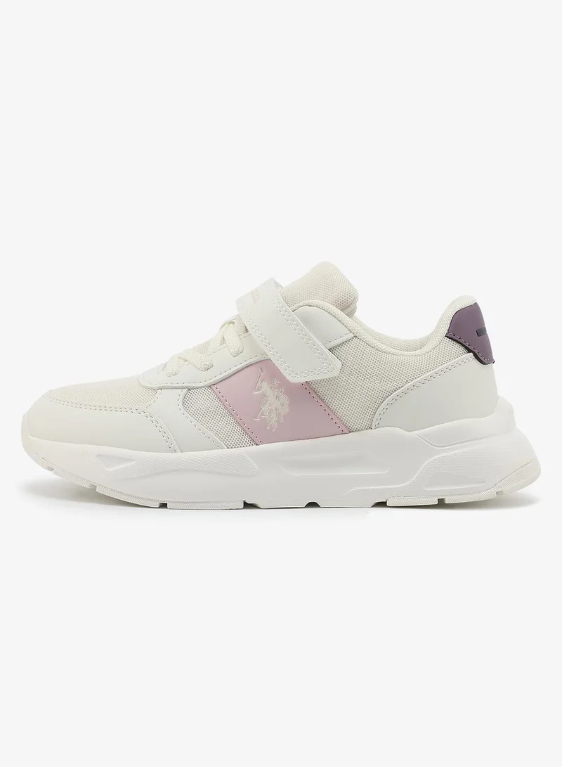يو اس بولو اسن U.S. Polo Assn. Lorena Girl's Comfortable Stylish Casual Everyday Low Top Sneaker - White