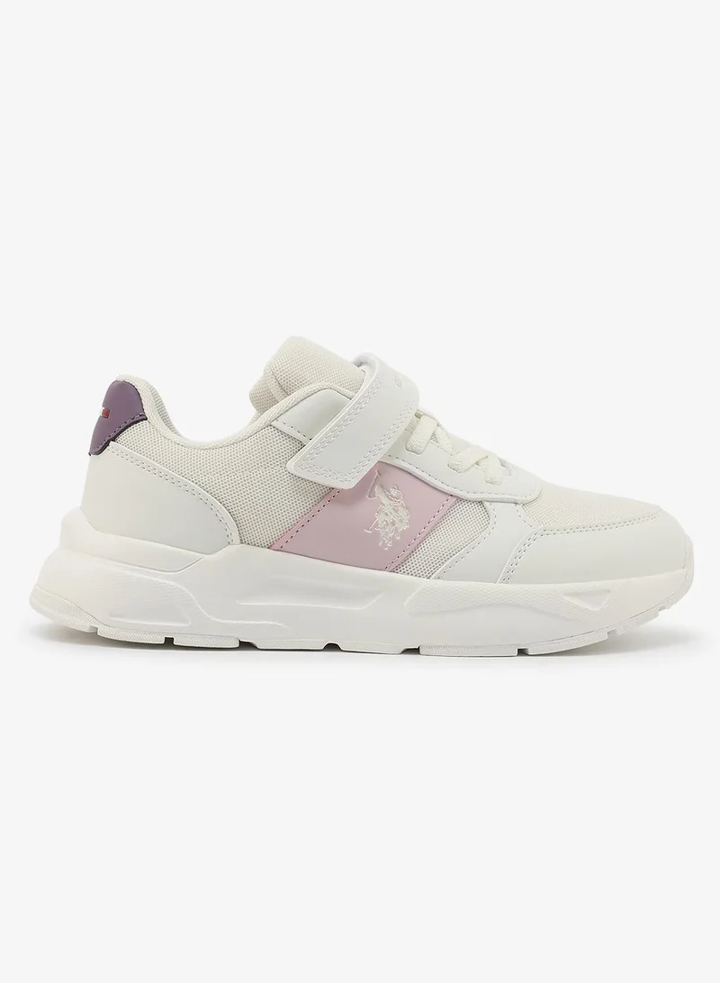 يو اس بولو اسن U.S. Polo Assn. Lorena Girl's Comfortable Stylish Casual Everyday Low Top Sneaker - White