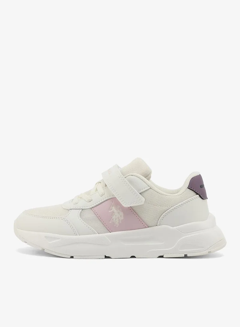 يو اس بولو اسن U.S. Polo Assn. Lorena Girl's Comfortable Stylish Casual Everyday Low Top Sneaker - White