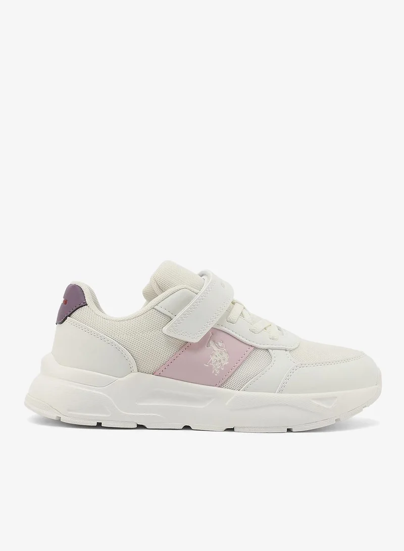 يو اس بولو اسن U.S. Polo Assn. Lorena Girl's Comfortable Stylish Casual Everyday Low Top Sneaker - White