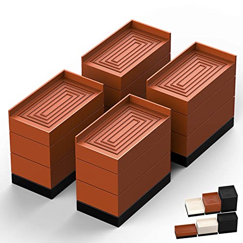Furniture Risers Tclouda BedSofaDeskTableChair LegFridge Lifts to 15 3 and 4 in Rectangle Adjustable Risers Blocks for Extenders Heavy Duty Supports Up to 1300 Lbs 4 inBrownRectangle