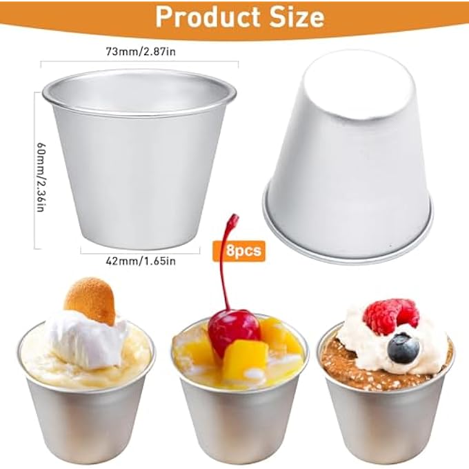 قوالب الحلوى 8 قطع قوالب داريول الألومنيوم علب الكعك غير اللاصقة أكواب الخبز الفردية أحواض بودنغ صغيرة قوالب كب كيك تارت البيض - Image 2