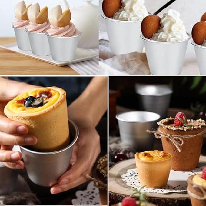 قوالب الحلوى 8 قطع قوالب داريول الألومنيوم علب الكعك غير اللاصقة أكواب الخبز الفردية أحواض بودنغ صغيرة قوالب كب كيك تارت البيض - Image 4