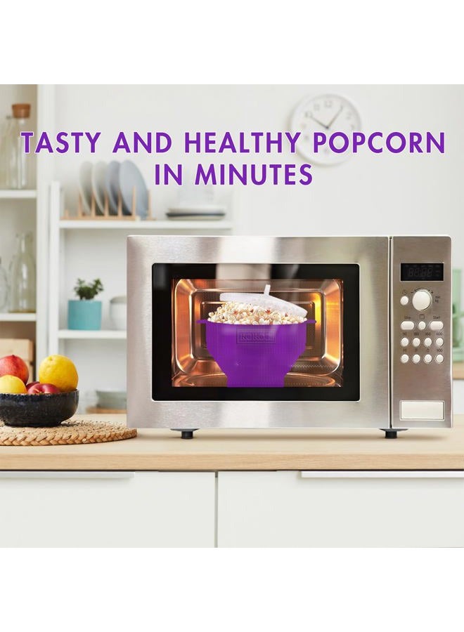 KORCCI The Original Microwaveable Silicone Popcorn Popper, BPA Free Microwave Popcorn Popper, Collapsible Microwave Popcorn Maker Bowl, Use In Microwave, Dishwasher Safe - Image 3
