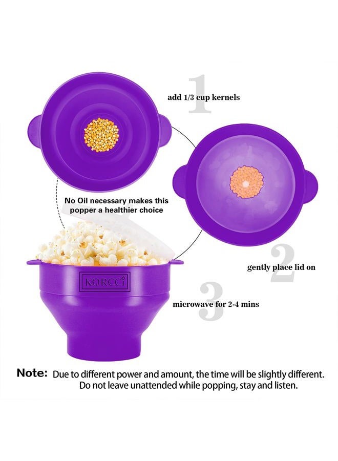 KORCCI The Original Microwaveable Silicone Popcorn Popper, BPA Free Microwave Popcorn Popper, Collapsible Microwave Popcorn Maker Bowl, Use In Microwave, Dishwasher Safe - Image 2
