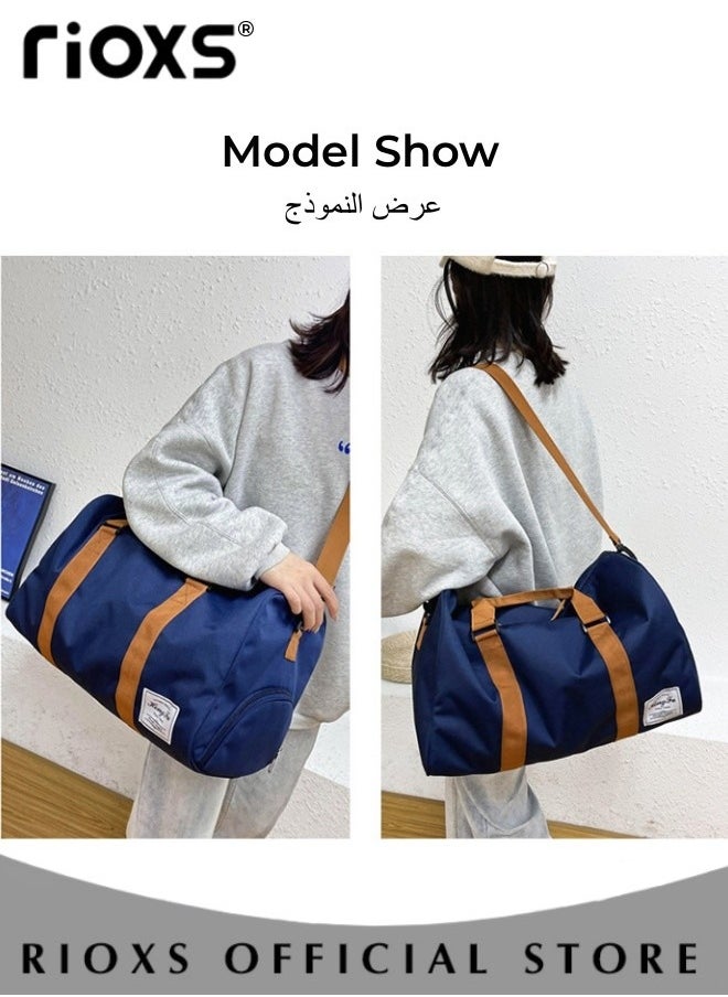 RIOXS Large Capacity Multi Pocket Gym Bag with Shoes Compartment Sports Bag with Waterproof Pocket Outdoor Sport Travel Duffel Bag for Women and Men  - Image 3