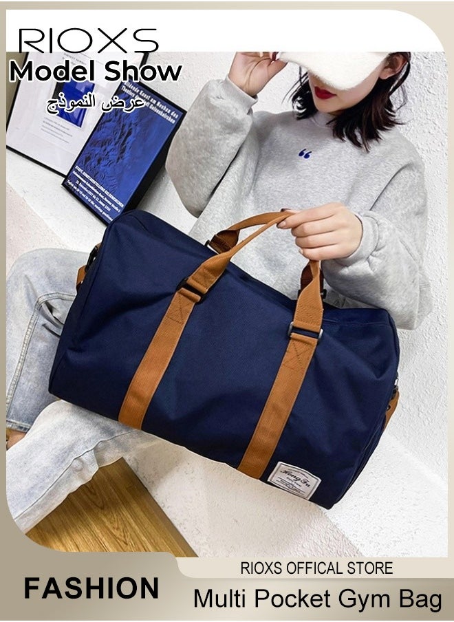 RIOXS Large Capacity Multi Pocket Gym Bag with Shoes Compartment Sports Bag with Waterproof Pocket Outdoor Sport Travel Duffel Bag for Women and Men  - Image 5