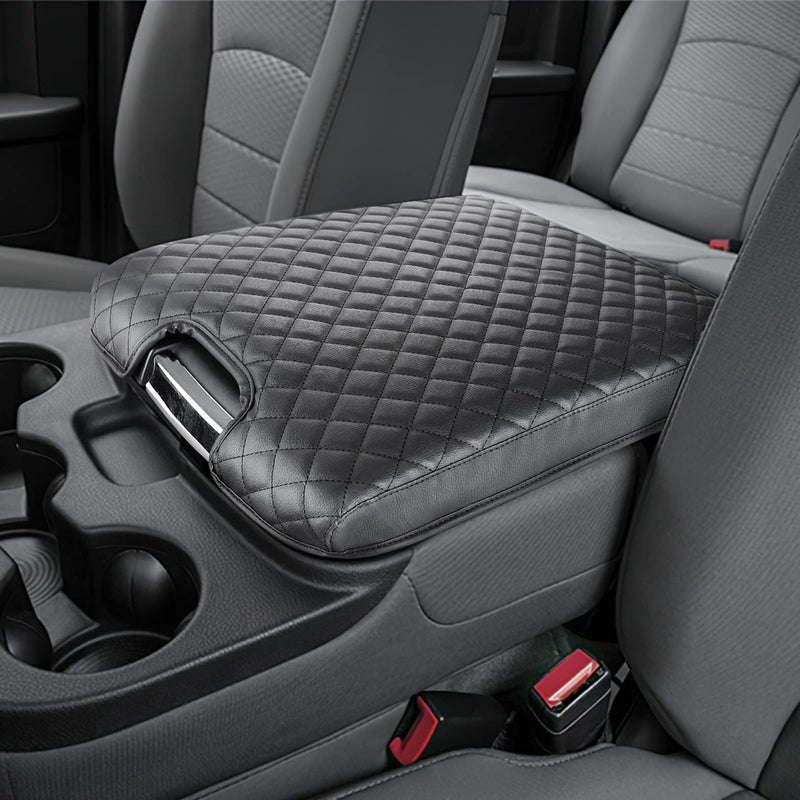 ISSYAUTO Center Console Cover Compatible with 2013-2018 Ram 1500 & 2013-2024 Ram 2500/3500/1500 Classic Model, Only for Jump Seat Console, Customized Armrest Cover Leather Arm Rest Covering for Car