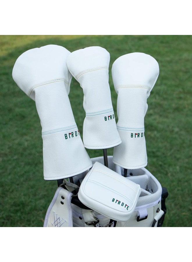 Aliennana Golf Headcovers Golf Driver Fairway Hybrid Head Cover Golf Blade Mallet Putter Cover Birdie Design Premium Leather Waterproof Driver Fairway(FW) Wood Hybrid(UT) with Number Tags - Image 1