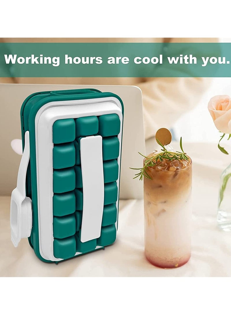 SYOSI قالب مكعبات الثلج، ماكينة كسر الثلج SYOSI، صينية ثلج سليكون صحية مع غطاء، سهلة الحمل، صنع مكعبات الثلج (18 مكعبًا) - Image 3