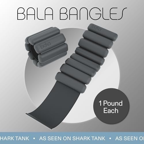 Bala Bangles Wrist & Ankle Weights for Women & Men (Charcoal) - 1 Pound Adjustable Silicone Weighted Bracelet Set for Gym, Yoga, Pilates, Cardio & Strength Training - Wearable Arm & Leg Workout Weights - Image 2