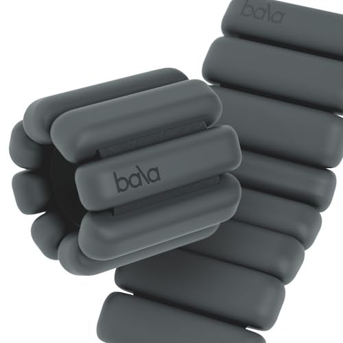Bala Bangles Wrist & Ankle Weights for Women & Men (Charcoal) - 1 Pound Adjustable Silicone Weighted Bracelet Set for Gym, Yoga, Pilates, Cardio & Strength Training - Wearable Arm & Leg Workout Weights - Image 1