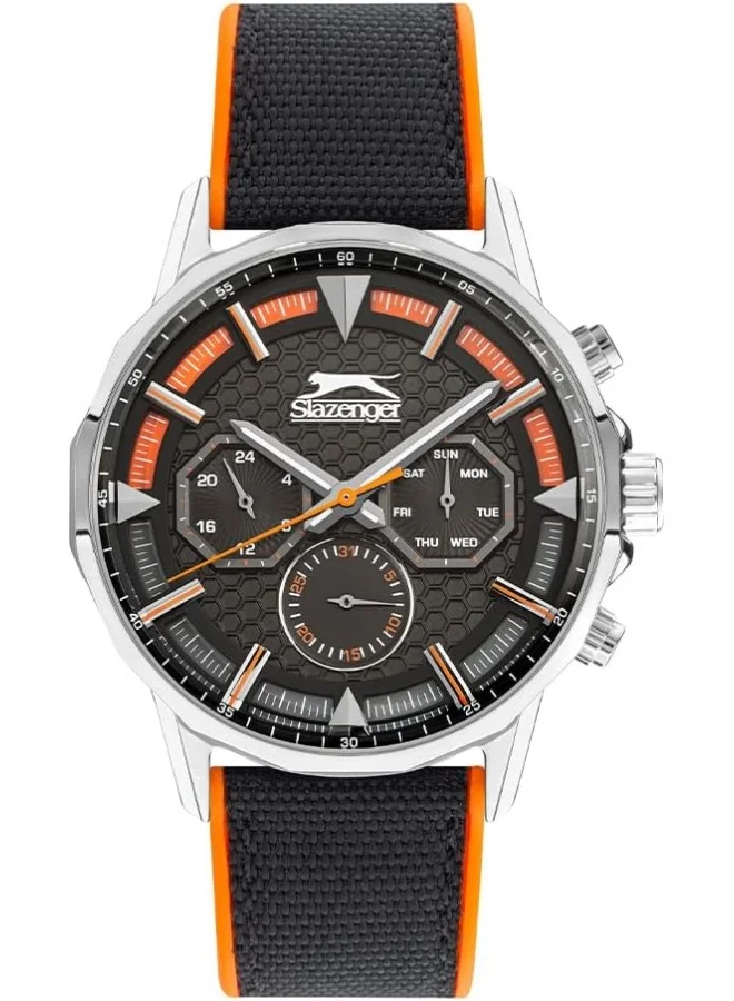 Slazenger SLAZENGER Men's Watch, Multi Function Display and Fabric Strap - SL.9.2217.2.01, Black