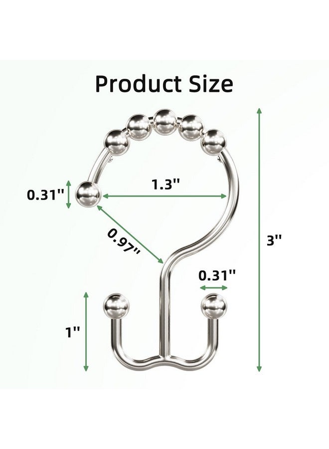 Amazer Amazer Shower Curtain Hooks, Rust-Resistant Metal Double Shower Curtain Rings for Curtain Rolling Shower Hooks, 12PCS Shower Rings for Bathroom Shower Curtain Rod, Nickel  - Image 1