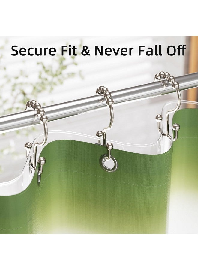 Amazer Amazer Shower Curtain Hooks, Rust-Resistant Metal Double Shower Curtain Rings for Curtain Rolling Shower Hooks, 12PCS Shower Rings for Bathroom Shower Curtain Rod, Nickel  - Image 2