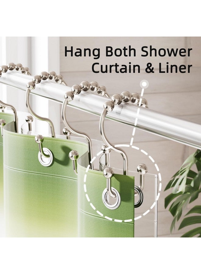 Amazer Amazer Shower Curtain Hooks, Rust-Resistant Metal Double Shower Curtain Rings for Curtain Rolling Shower Hooks, 12PCS Shower Rings for Bathroom Shower Curtain Rod, Nickel  - Image 3