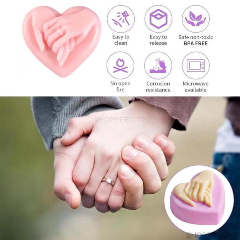 ShoppeeCity قالب شمعة قلب السيليكون للثنائي من شوببي سيتي لحفل الخطوبة، اقتراح، يد تحمل، عشاق، صنع الشموع المعطرة، صابون، كعكة الشوكولاتة، قوالب الخبز - Image 2