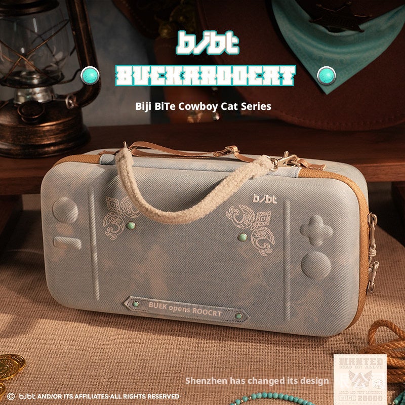 غطاء وحقيبة سفر BuckarooCat لنينتندو سويتش 2/OLED/Switch (كبير، أزرق مغسول)