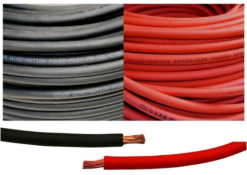 WindyNation 8 Gauge 8 AWG 15 Feet Black + 15 Feet Red Welding Battery Pure Copper Flexible Cable Wire - Car, Inverter, RV, Solar - Image 1