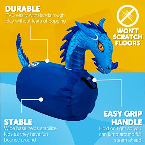 WADDLE Hip Hoppers Large Bouncy Hopper Inflatable Hopping Animal Bouncer, Supports Up to 250 Pounds, Ages 5 and Up (Blue Dragon) - Image 5