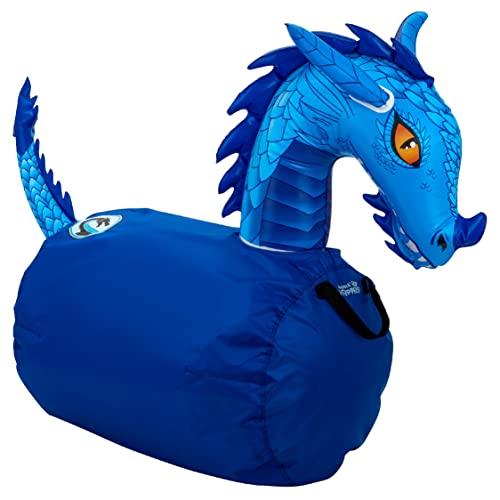 WADDLE Hip Hoppers Large Bouncy Hopper Inflatable Hopping Animal Bouncer, Supports Up to 250 Pounds, Ages 5 and Up (Blue Dragon) - Image 1