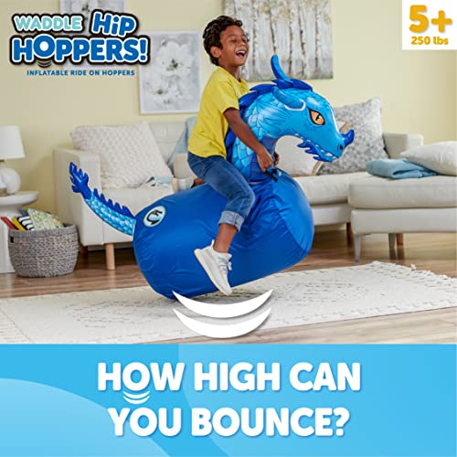 WADDLE Hip Hoppers Large Bouncy Hopper Inflatable Hopping Animal Bouncer, Supports Up to 250 Pounds, Ages 5 and Up (Blue Dragon) - Image 2